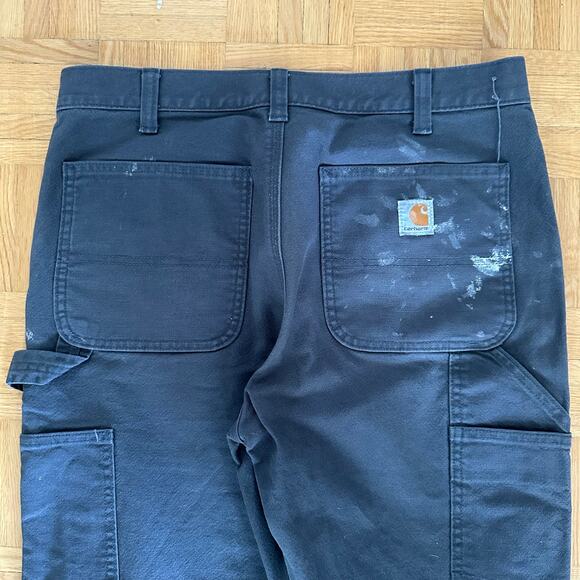 Carhartt Double Knee Carpenter Pants Paint Distress Size 34 x 32 Gray - Picture 5 of 7